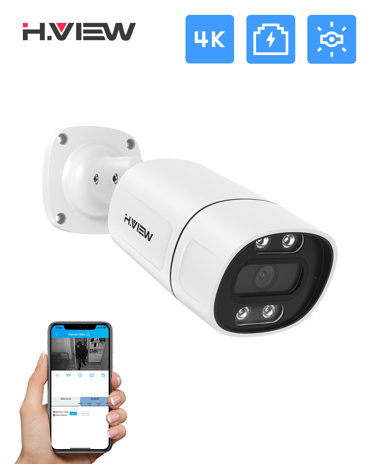 Webcam 4K - H.View cámara de seguridad Cctv de