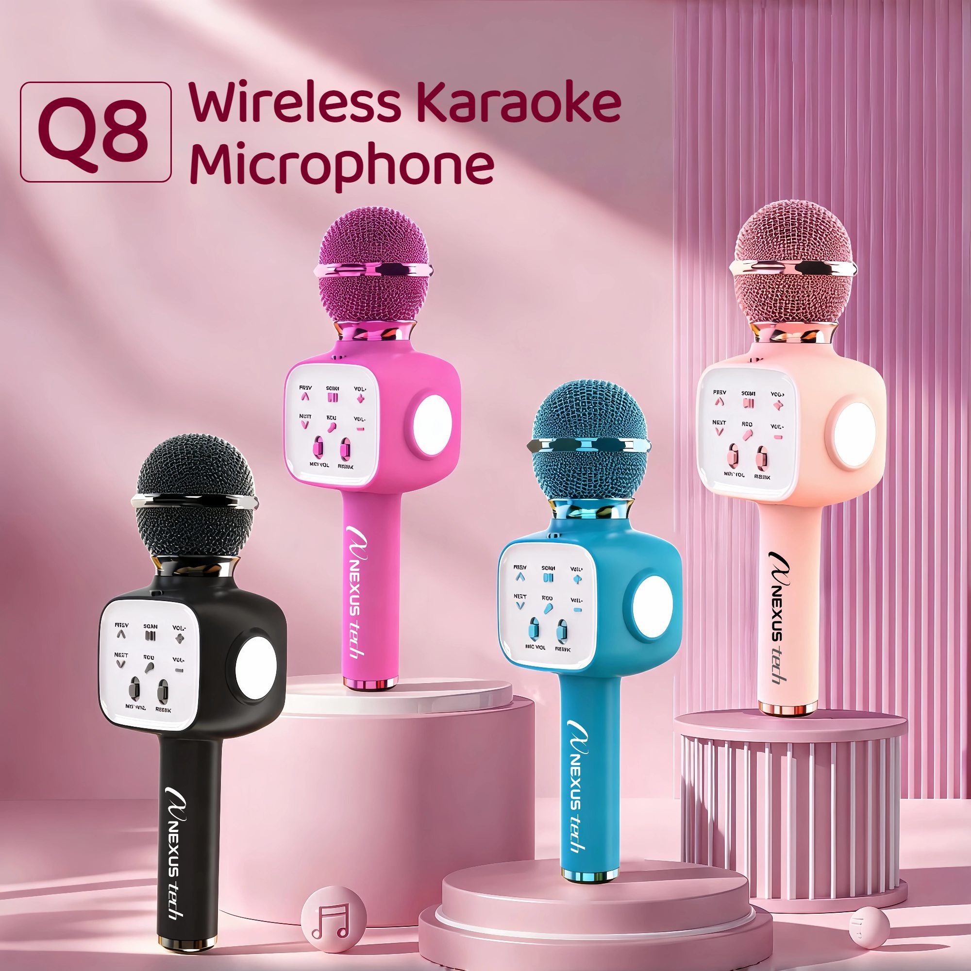 Rgb Light Strip - Micrófono de karaoke inalámbrico Bluetooth 5,2,