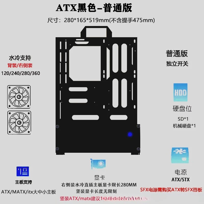 Chasis Abierto 240/360 Refrige - Pc Gaming Case reseña y precio